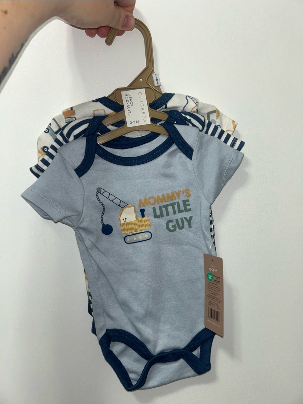 Chickpea Mommy's Little Guy Blue Short-Sleeve One-Piece (3 Pack)